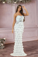 Load image into Gallery viewer, Black Strapless Ruffled Mermaid Evening dress