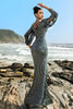 Load image into Gallery viewer, Sparkly Green Mermaid Evening Dress with 3/4 Sleeves