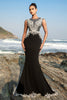 Load image into Gallery viewer, Black Mermaid Evening Dress with Detachable Cape
