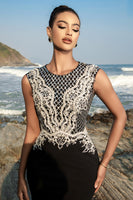 Load image into Gallery viewer, Black Mermaid Evening Dress with Detachable Cape