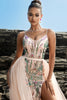 Load image into Gallery viewer, Sparkly Blush Sequin Mermaid Evening Dress With Streamer