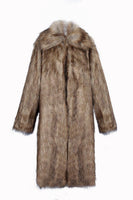 Load image into Gallery viewer, Brown Thicken Lapel Puffy Mid-Long Faux Fur Coat