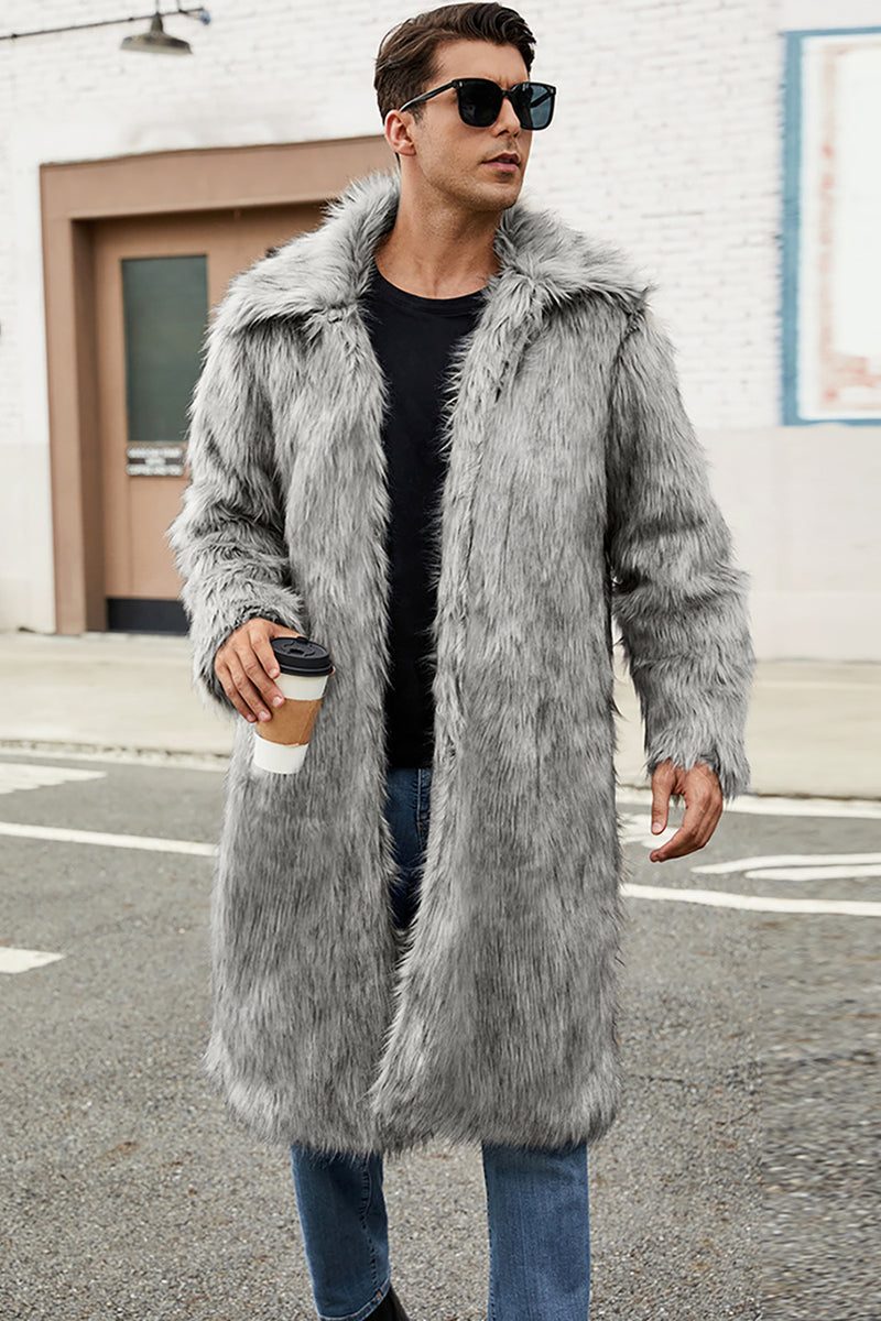 Load image into Gallery viewer, Brown Thicken Lapel Puffy Mid-Long Faux Fur Coat