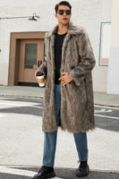 Load image into Gallery viewer, White Grey Thicken Lapel Puffy Mid-Long Faux Fur Coat