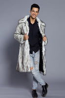Load image into Gallery viewer, White Grey Thicken Lapel Puffy Mid-Long Faux Fur Coat