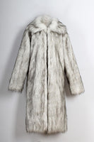 Load image into Gallery viewer, White Grey Thicken Lapel Puffy Mid-Long Faux Fur Coat