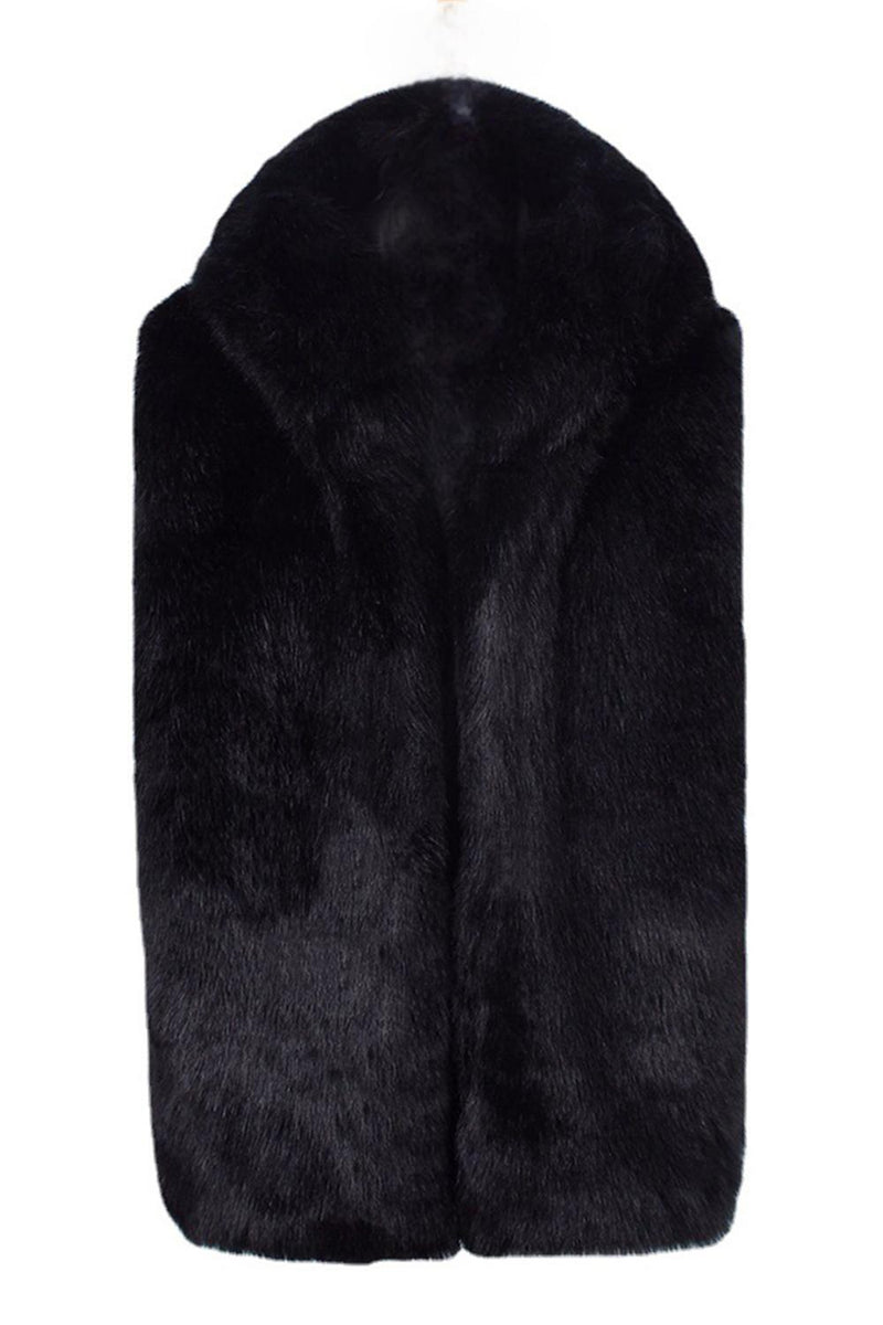 Load image into Gallery viewer, Black Thicken Sleeveless Warm Hooded Faux Fur Short Coat
