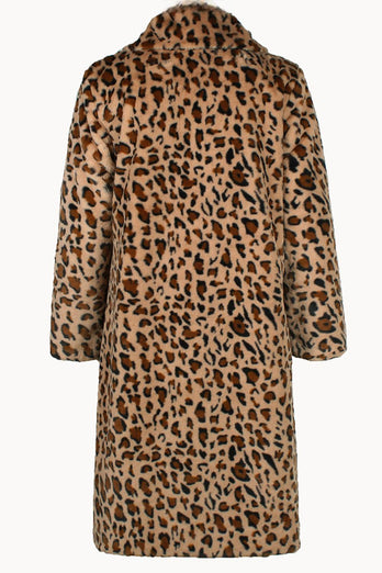 White Zebras Thicken Lapel Mid-Long Warm Faux Fur Coat