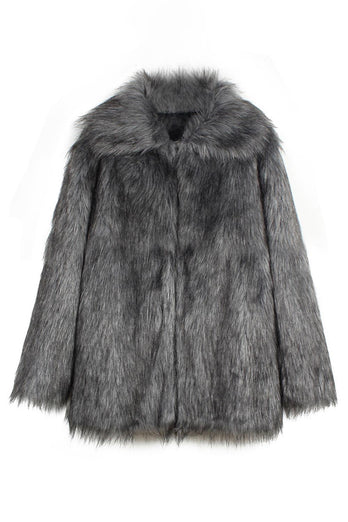 Camel Thicken Lapel Short Faux Fur Coat
