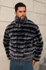 Load image into Gallery viewer, Dark Grey Stand Collar Faux Fur Luxury Puffy Short Overcoat