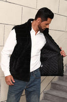 Load image into Gallery viewer, Black Thicken Sleeveless Warm Stand Collar Faux Fur Short Coat