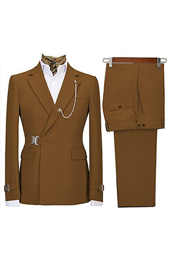 Navy Notched Lapel 2 Pieces Slim Fit Men's Formal Suits