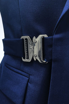 Navy Notched Lapel 2 Pieces Slim Fit Men's Formal Suits