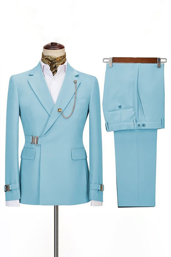 Navy Notched Lapel 2 Pieces Slim Fit Men's Formal Suits