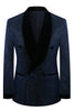 Load image into Gallery viewer, Sparkly Navy Sequin Shawl Lapel 2 Pieces Slim Fit Men&#39;s Prom Suits