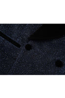 Load image into Gallery viewer, Sparkly Navy Sequin Shawl Lapel 2 Pieces Slim Fit Men&#39;s Prom Suits