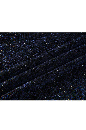 Sparkly Navy Sequin Shawl Lapel 2 Pieces Slim Fit Men's Prom Suits