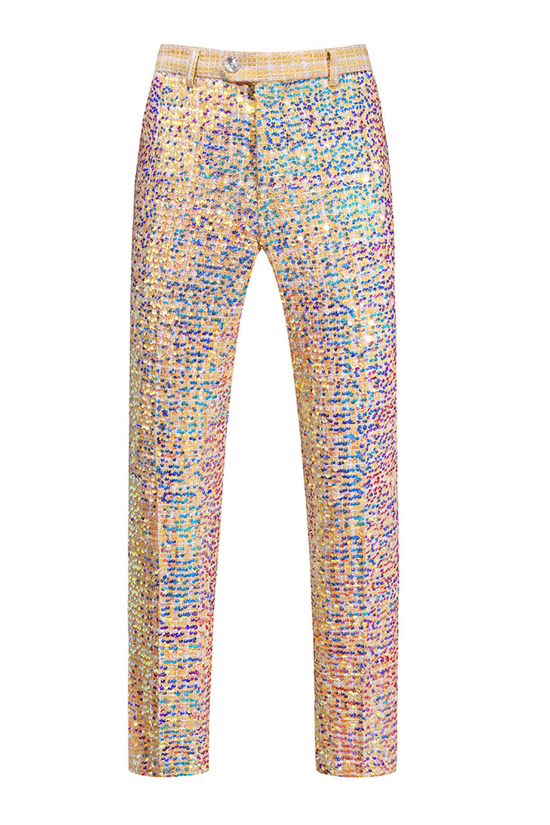 Load image into Gallery viewer, Sparkly Golden Sequin Notched lapel 2 Pieces Men&#39;s Prom Suits