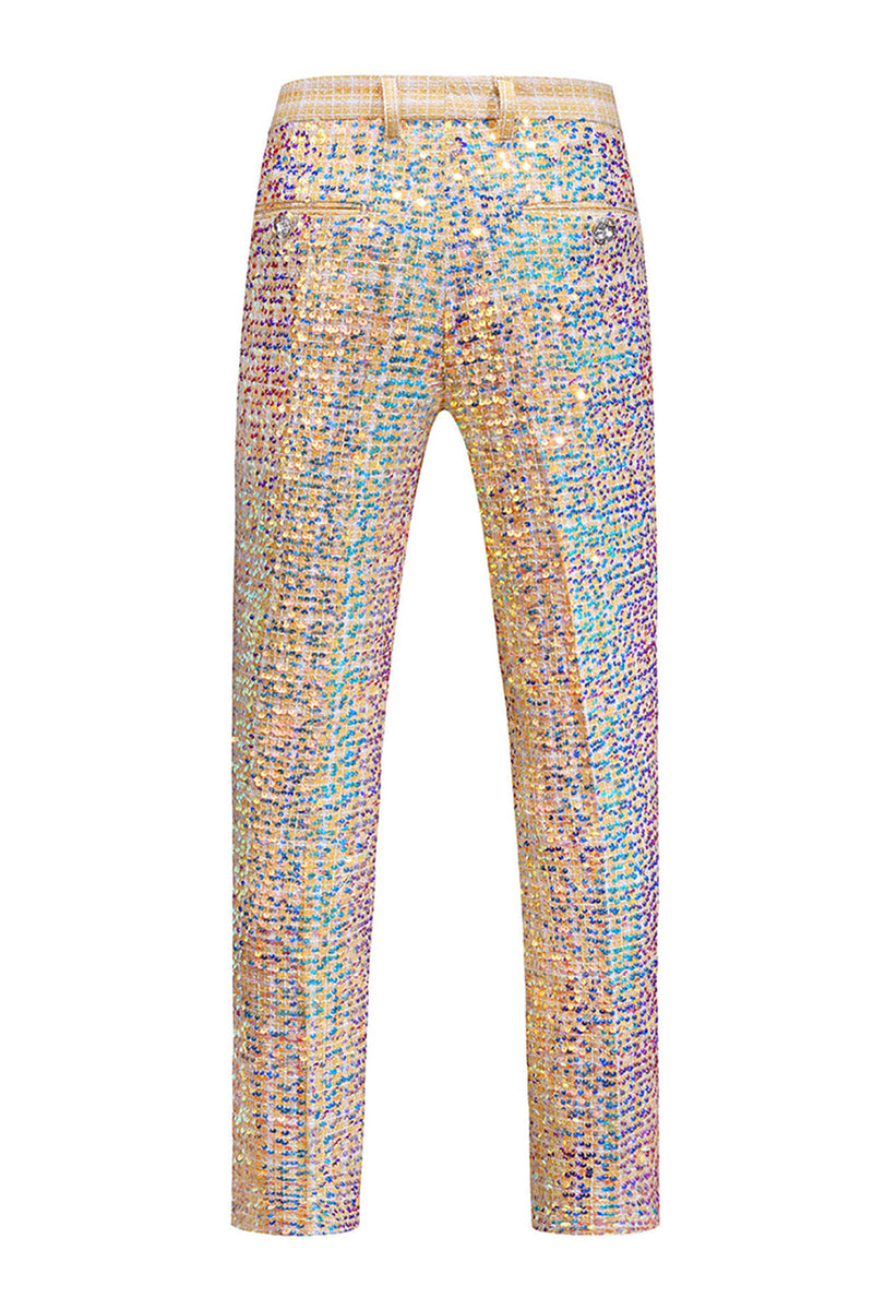 Load image into Gallery viewer, Sparkly Golden Sequin Notched lapel 2 Pieces Men&#39;s Prom Suits