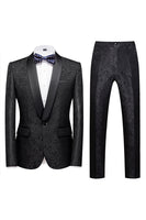Load image into Gallery viewer, Blue Jacquard Shawl Lapel 2 Pieces Prom Suits