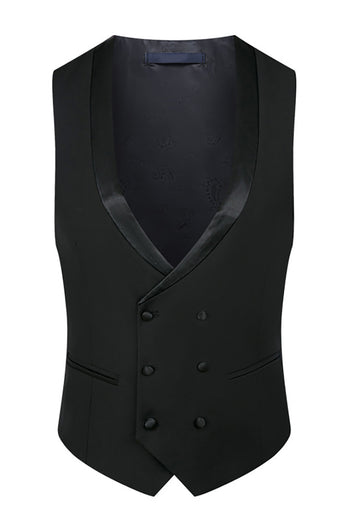 Navy Beaded Shawl Lapel Single Breasted 3 Pieces Prom Suits