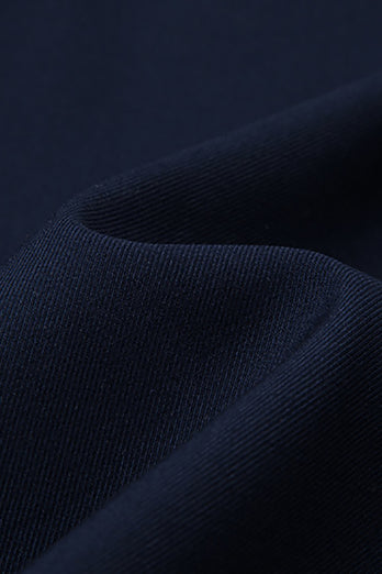 Navy Beaded Shawl Lapel Single Breasted 3 Pieces Prom Suits