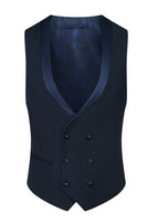 Load image into Gallery viewer, Navy Beaded Shawl Lapel Single Breasted 3 Pieces Prom Suits