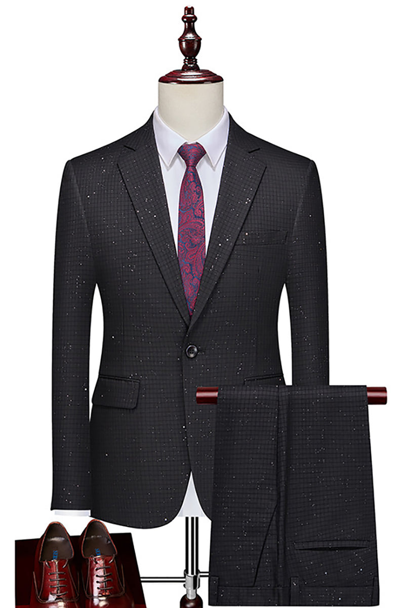 Load image into Gallery viewer, Coffe Notched Lapel 2 Pieces Beaded Men&#39;s Formal Suits