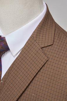 Coffe Notched Lapel 2 Pieces Beaded Men's Formal Suits