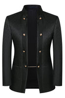 Load image into Gallery viewer, Stand Collar Jacquard Black 3 Pieces Prom Suits