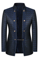 Load image into Gallery viewer, Stand Collar Jacquard Black 3 Pieces Prom Suits