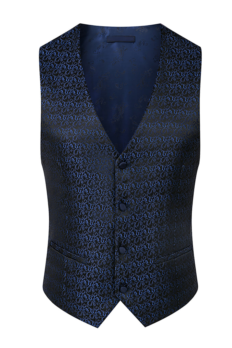 Load image into Gallery viewer, Stand Collar Jacquard Black 3 Pieces Prom Suits