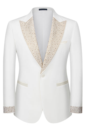 Black Peaked Lapel Beaded 3 Pieces Wedding Suits