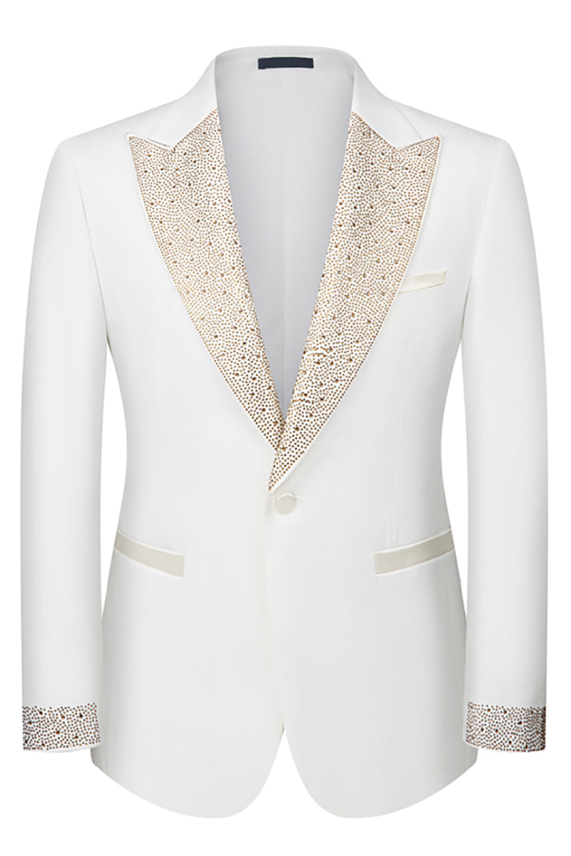 Load image into Gallery viewer, Black Peaked Lapel Beaded 3 Pieces Wedding Suits