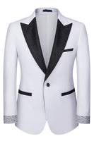 Load image into Gallery viewer, Black Peaked Lapel Beaded 3 Pieces Wedding Suits