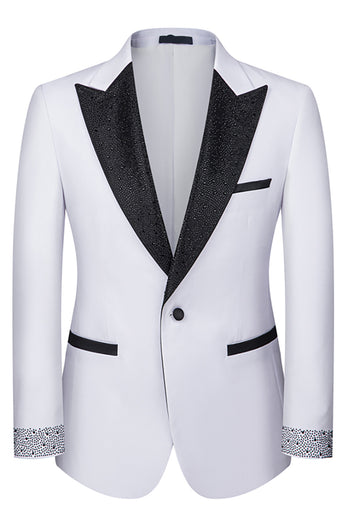Black Peaked Lapel Beaded 3 Pieces Wedding Suits