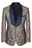 Load image into Gallery viewer, Dark Green Jacquard Shawl Lapel 3 Pieces Prom Suits