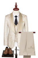 Load image into Gallery viewer, Dark Green Jacquard Shawl Lapel 3 Pieces Prom Suits