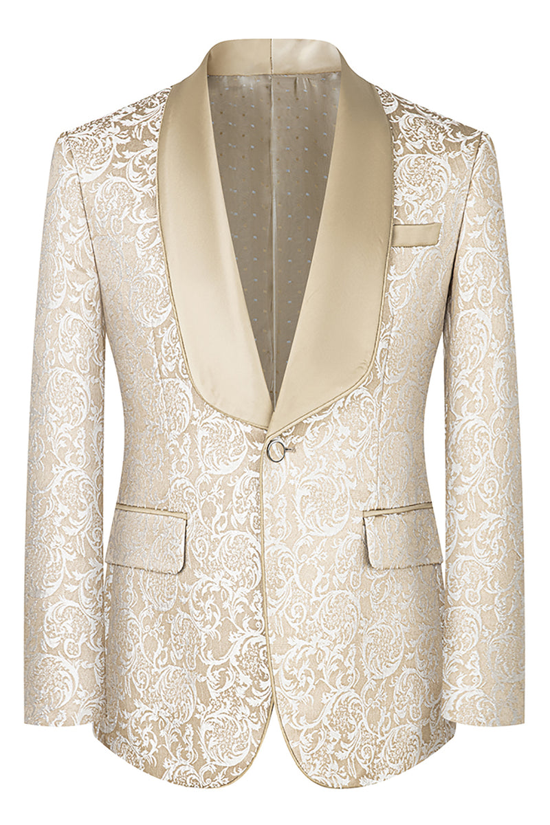 Load image into Gallery viewer, Dark Green Jacquard Shawl Lapel 3 Pieces Prom Suits