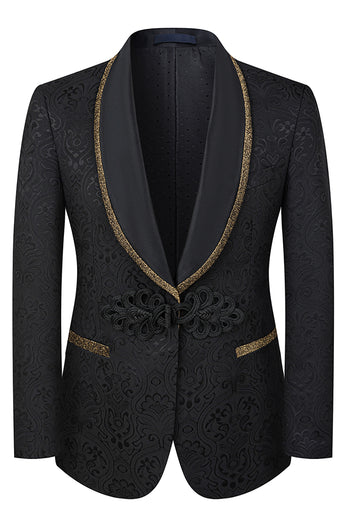 Black Jacquard Shawl Lapel 3 Pieces Prom Suits