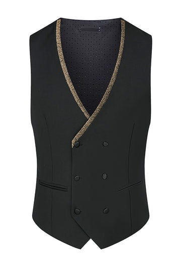 Black Jacquard Shawl Lapel 3 Pieces Prom Suits