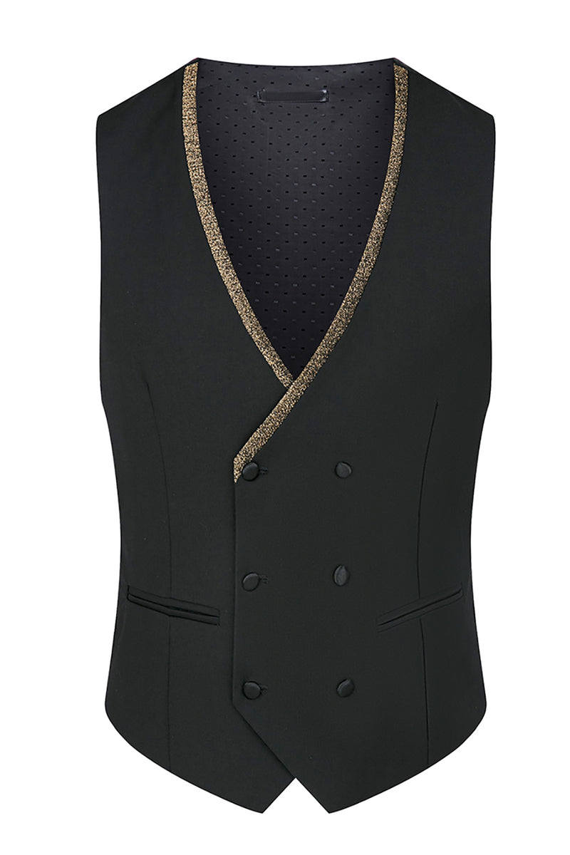 Load image into Gallery viewer, Black Jacquard Shawl Lapel 3 Pieces Prom Suits