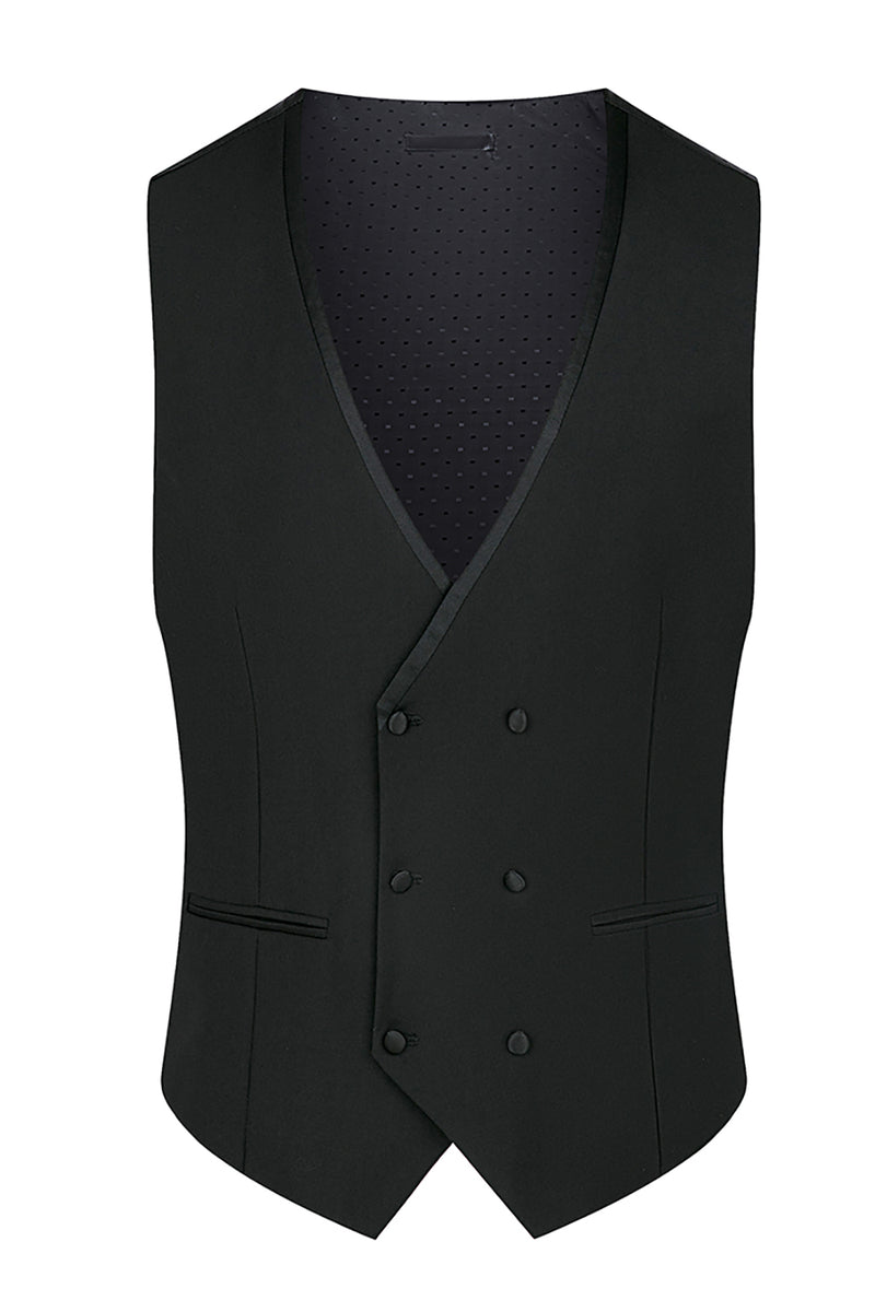 Load image into Gallery viewer, Black Jacquard Shawl Lapel 3 Pieces Prom Suits