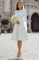 Load image into Gallery viewer, Ivory A-Line Satin Midi Engagement Dress