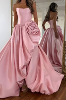 Load image into Gallery viewer, Blush Strapless A-Line Corset Long Prom Dress with 3D Flower