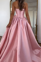 Load image into Gallery viewer, Blush Strapless A-Line Corset Long Prom Dress with 3D Flower