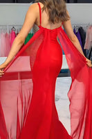 Load image into Gallery viewer, Black Mermaid Beaded Spaghetti Straps Long Prom Dress with Slit