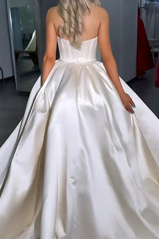 White Sweetheart Corset Mermaid Long Prom Dress