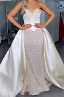 Load image into Gallery viewer, White Sweetheart Corset Mermaid Long Prom Dress