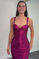 Load image into Gallery viewer, Sparkly Royal Blue Mermaid Long Prom Dress with Slit